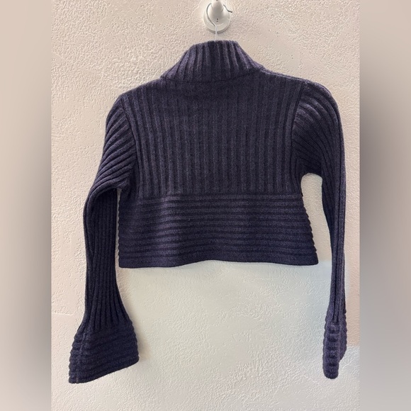 Sarah Pacini Ribbed Indigo Cropped Knit Sweater OS - Picture 7 of 11